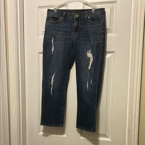 Jennifer Lopez Midnight Blue Distressed Cropped Jeans